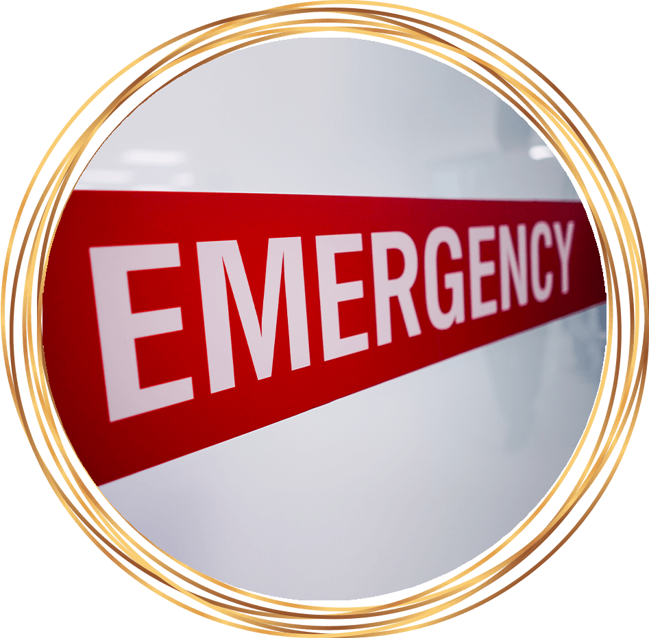 emergency room sign in red and white